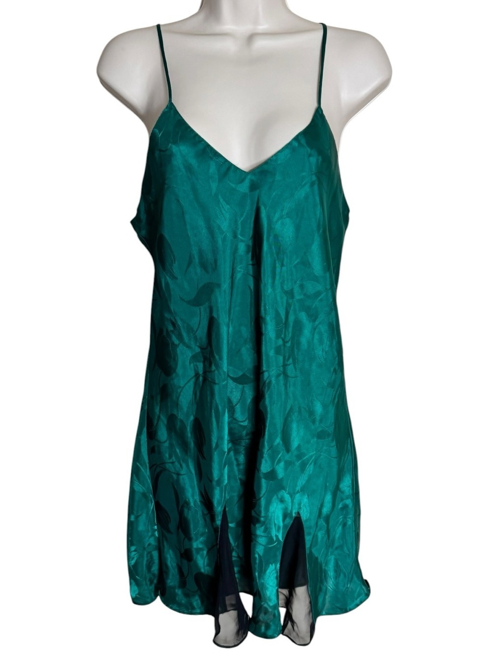 Vintage Victoria's Secret Gold Label Satin Slip Dress Size Large Green